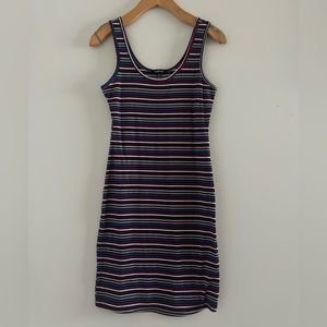 Ambiance Red White & Blue Ribbed Tank Dress Sz S